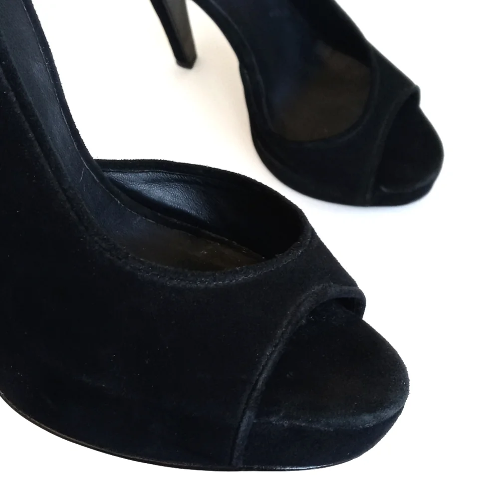 Jenni Kayne Elegant Black Suede Leather Peep-Toe 5